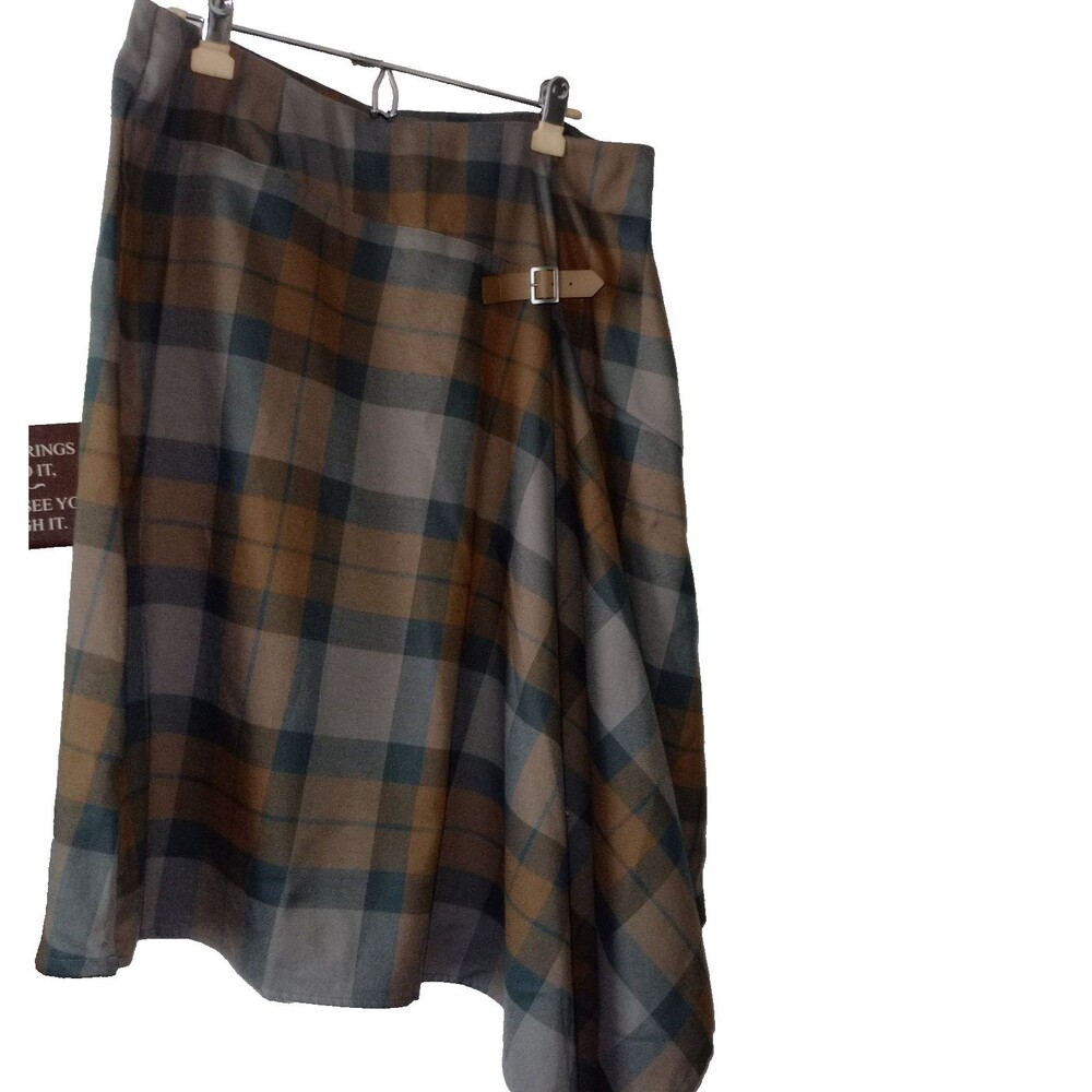 Her Universe Plaid A-Line Skirt in Brown, Gray, Navy